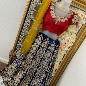 Beautiful Red/Blue/Yellow Leghna